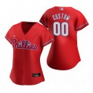 Women's Philadelphia Phillies Customized Red Alternate 2020 Cool Base Jersey