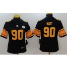 Women's Pittsburgh Steelers #90 TJ Watt Limited Black Rush Jersey