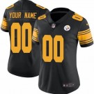 Women's Pittsburgh Steelers Customized Limited Black Rush Color Jersey