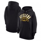 Women's Pittsburgh Steelers Starter Black Half Ball Team Pullover Hoodie