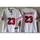 Women's San Francisco 49ers #23 Christian McCaffrey Limited White Throwback FUSE Vapor Jersey