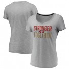 Women's San Francisco 49ers Heather Charcoal Stronger Together V Neck Printed T-Shirt 0832