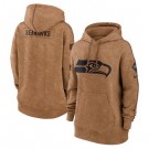 Women's Seattle Seahawks Brown 2023 Salute to Service Pullover Hoodie