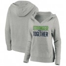 Women's Seattle Seahawks Heather Gray Stronger Together Crossover Neck Printed Pullover Hoodie 0710