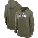 Women's Seattle Seahawks Olive 2022 Salute To Service Performance Pullover Hoodie
