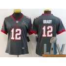 Women's Tampa Bay Buccaneers #12 Tom Brady Limited Pewter 2021 Super Bowl LV Bound Vapor Untouchable Jersey