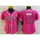 Women's Tampa Bay Buccaneers #12 Tom Brady Limited Pink Baseball Jersey