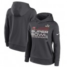 Women's Tampa Bay Buccaneers Anthracite 2021 Super Bowl LV Champions Pullover Hoodie 210333
