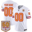 Women's Tampa Bay Buccaneers Customized Limited White Throwback 50th Seasons FUSE Vapor Jersey