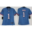 Women's Tennessee Titans #1 Cameron Ward Limited Blue Throwback Vapor Jersey