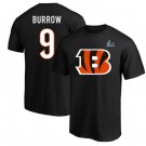 Youth Cincinnati Bengals #9 Joe Burrow Black Big Logo Super Bowl LVI Bound T-Shirt