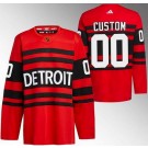 Youth Detroit Red Wings Customized Red Black 2022 Reverse Retro Authentic Jersey