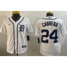 Youth Detroit Tigers #24 Miguel Cabrera White Cool Base Jersey