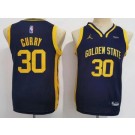 Youth Golden State Warriors #30 Stephen Curry Navy Statement Icon Sponsor Swingman Jersey