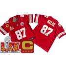 Youth Kansas City Chiefs #87 Travis Kelce Limited Red C Patch Super Bowl LIX FUSE Vapor Jersey