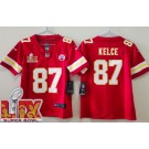 Youth Kansas City Chiefs #87 Travis Kelce Limited Red Super Bowl LIX Vapor Jersey