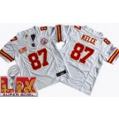 Youth Kansas City Chiefs #87 Travis Kelce Limited White Super Bowl LIX FUSE Vapor Jersey