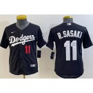 Youth Los Angeles Dodgers #11 Roki Sasaki Black Cool Base Jersey