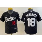 Youth Los Angeles Dodgers #18 Yoshinobu Yamamoto Black Player Number Cool Base Jersey