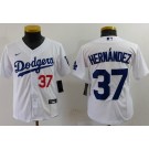 Youth Los Angeles Dodgers #37 Teoscar Hernandez White Player Numbe Team Logo Cool Base Jersey
