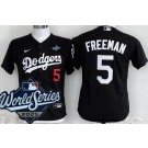 Youth Los Angeles Dodgers #5 Freddie Freeman Black 2025 World Series Limited Jersey