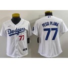 Youth Los Angeles Dodgers #77 Peso Pluma White Player Number Team Logo Cool Base Jersey