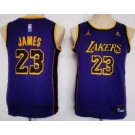 Youth Los Angeles Lakers #23 LeBron James Purple Statement Icon Sponsor Swingman Jersey