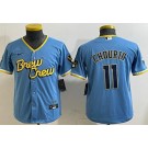 Youth Milwaukee Brewers #11 Jackson Chourio Blue City Connect Cool Base Jersey