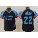 Youth Milwaukee Brewers #22 Christian Yelich Navy 2024 All Star Limited Jersey