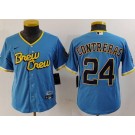 Youth Milwaukee Brewers #24 William Contreras Light Blue City Cool Base Jersey