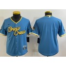 Youth Milwaukee Brewers Blank Powder Blue 2022 City Connect Cool Base Jersey