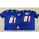 Youth New England Patriots #81 Randy Moss Blue Throwback Jersey