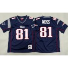 Youth New England Patriots #81 Randy Moss Navy Throwback Jersey