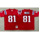 Youth New England Patriots #81 Randy Moss Red Throwback Jersey