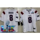 Youth New England Patriots #8 Stefon Diggs Limited White Super Bowl LX Vapor Jersey