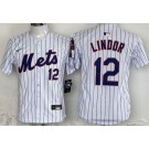 Youth New York Mets #12 Francisco Lindor White Limited Jersey
