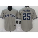Youth New York Yankees #25 Gleyber Torres Gray Player Name 2020 Cool Base Jersey