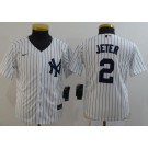 Youth New York Yankees #2 Derek Jeter White Player Name 2020 Cool Base Jersey