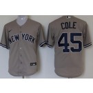 Youth New York Yankees #45 Gerrit Cole Gray Player Name 2020 Cool Base Jersey