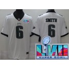 Youth Philadelphia Eagles #6 DeVonta Smith Limited White Super Bowl LVII Vapor Jersey