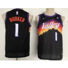 Youth Phoenix Suns #1 Devin Booker Black City Icon Sponsor Swingman Jersey