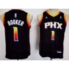 Youth Phoenix Suns #1 Devin Booker Black Statement Icon Sponsor Swingman Jersey