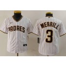 Youth San Diego Padres #3 Jackson Merrill White Cool Base Jersey