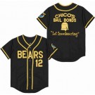 Youth The Bad News Bears #12 Chico's Bail Bonds Let Freedon Ring Black Baseball Jersey