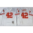 Men's San Francisco 49ers #42 Ronnie Lott White Throwback Jersey