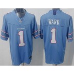 Men's Tennessee Titans #1 Cameron Ward Limited Light Blue FUSE Vapor Jersey